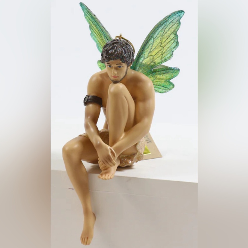 Male Fairy Figurine Puck Ornament with Wings